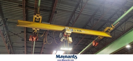 1 TON CRANE W/ 1/2 TON COFFING HOIST
