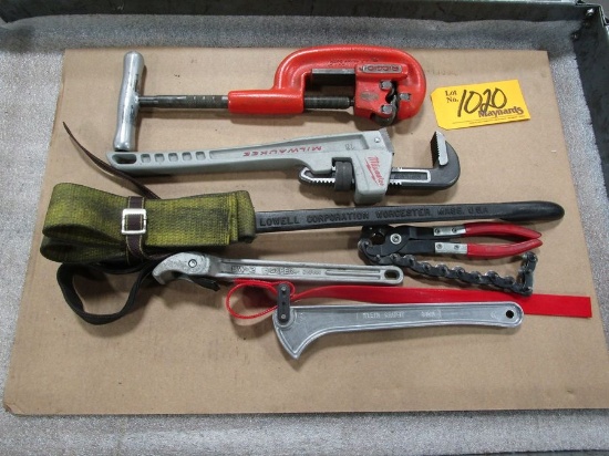 Rigid 2A Tubing Cutter with Milwaukee 18" Aluminum Pipe Wrench and Strap Wrenches