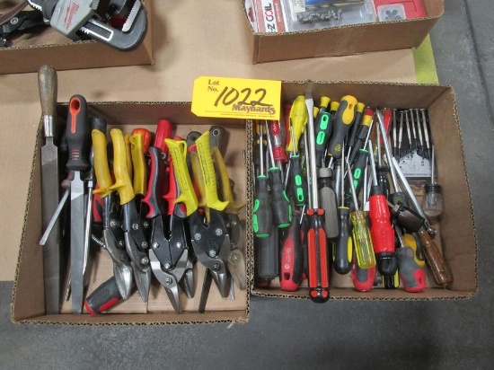 Lot of Assorted Metal Snips with Screwdrivers