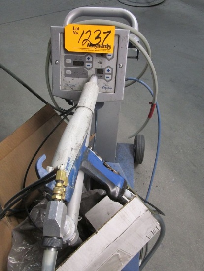 Nordson Encore LT Manual Powder Spray System S/N AA21E00861 with Charge Controller, Gun and Cart