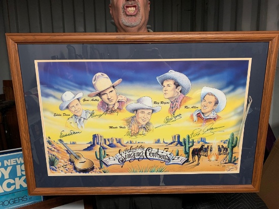 HAPPY TRAILS CHILDREN'S FOUNDATION- FRAMED, MATTED & AUTOGRAPHED "LAST OF THE SINGING COWBOYS POSTER