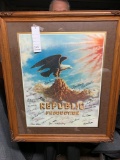 HAPPY TRAILS CHILDREN'S FOUNDATION- FRAMED, MATTED & AUTOGRAPHED REPUBLIC PICTURES EAGLE LOGO POSTER