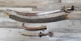 BOX LOT OF TWO TULWAR HORSEMANS SWORD AND MOROCCAN JAMBIYA DAGGER