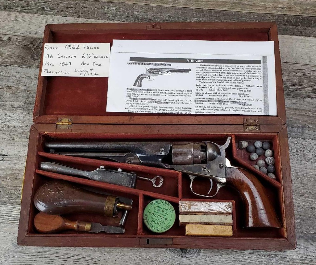 Colt 1862 Police 36 — Lot 181 — Fall Firearms Auction – Antique, Military & Collector Guns October 1, 2022