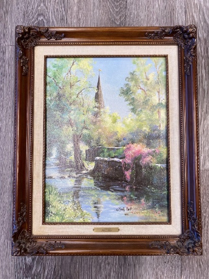 1988 MARTY BELL "OVERBROOK" DOUBLE SIGNED FRAMED PRINT ON CANVAS #669/900