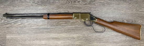 MODERN COPY OF AN 1866 LEVER ACTION REPEATING RIFLE .17 HMR CALIBER W/EXAGGERATED "RIFLEMAN" LEVER.
