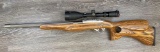 CUSTOM RUGER 10/22 .17HM2 CAL. SEMI-AUTO CARBINE W/ THUMBHOLE STOCK & SIMMONS SCOPE.