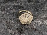 One 14k White Gold Diamond Filigree Ring