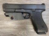 OUT OF STATE ONLY GLOCK MODEL 17 SEMI-AUTO 9MM PISTOL W/LASER SIGHT & LEATHER COVERED BOOK CASING