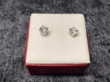 PAIR OF CVD DIAMOND STUD EARRINGS IN 14K WHITE GOLD SETTING