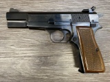 BELGIAN BROWNING HI-POWER 9MM SEMI-AUTO PISTOL (NOTE: NO MAGAZINE IN CA)