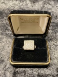 SQUARE DOMED 14K RINGSET WITH 1.25CT DIAMONDS