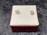 PAIR OF CVD DIAMOND EARRINGS IN 14K WHITE GOLD SETTING
