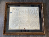BEAUTIFULLY MATTED AND FRAMED 18TH CENTURY ENGLISH NOTICE OF INDENTURE w/STAMP & WAX IMPRESSION