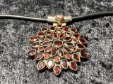 GARNET PENDANT IN STERLING SILER