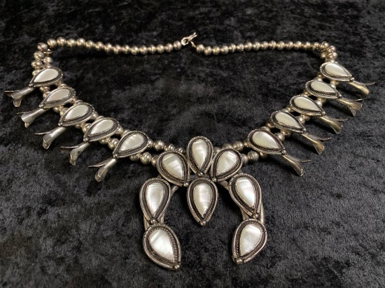SILVER NECKLACE WITH CUSTOM PEAR CUT SHAPED PEARL