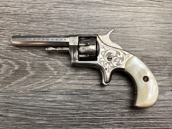 ENGRAVED HOPKINS & ALLEN MOD. XL No. 1 SPUR TRIGGER REVOLVER .22 CAL.