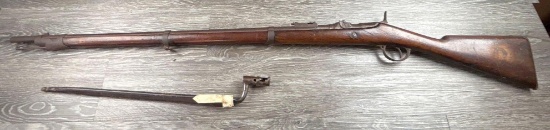 RARE ANTIQUE BELGIAN ALBINI BRAENDLIN SINGLE SHOT BREECH LOADING RIFLE 11MM CAL. w/BAYONET &