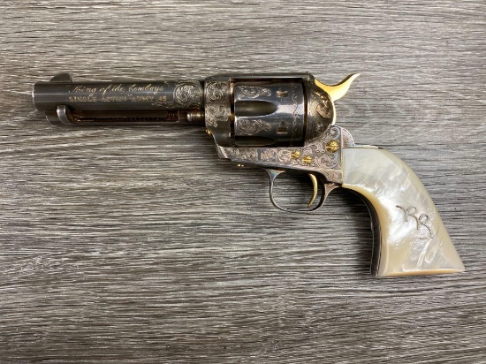 U.S. HISTORICAL SOCIETY ENGRAVED/SILVER/GOLD SAA .45 COLT CAL. REVOLVER ...