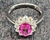 ONE RARE OVAL CUT RUBY, ~2ct, SET IN 18k WHITE GOLD RING, ENHANCED BY 12 DIAMONDS ~1.0ct - Lot 252 - Dec 13, 2025 Firearm Auction