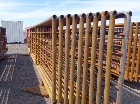 Qty (10) 68inx24ft Free Standing Livestock Panels w/ Gate