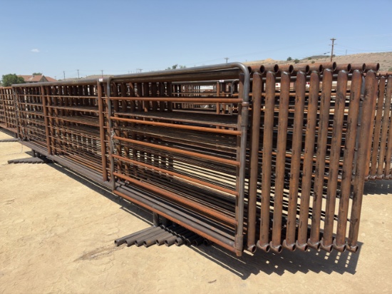 Qty (10) 68inx24ft Free Standing Livestock Panels W/ Gate