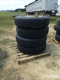 Pallet of 11R 24.5 Tires, 10 Hole Bud Wheels