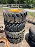 (4) 15/22.5 Skidsteer/Backhoe Tires & Rims