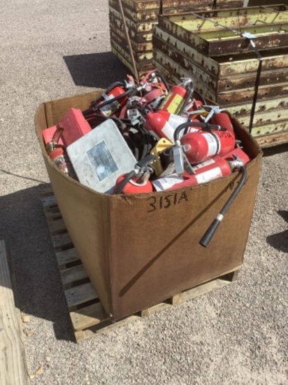 CRATE OF FIRE EXTINGUISHERS & MISC