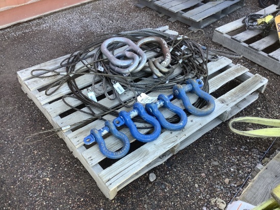 PALLET OF ASST LIFTING CABLE AND SHACKLES
