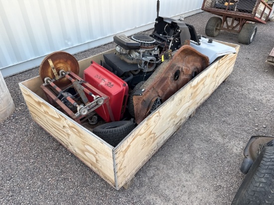 BOX OF ASST LAWN MOWER PARTS