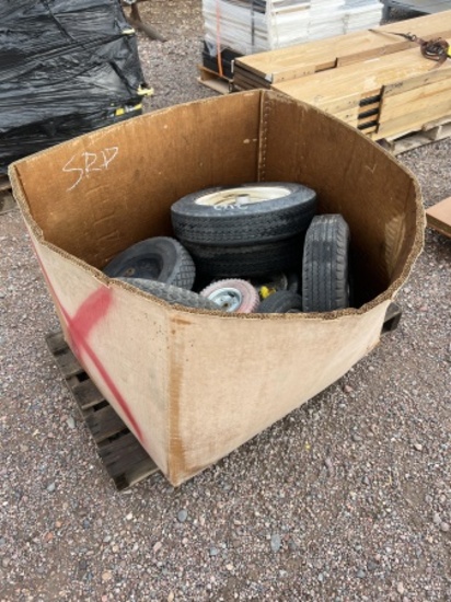 BOX OF ASST UTILITY TIRES AND WHEELS
