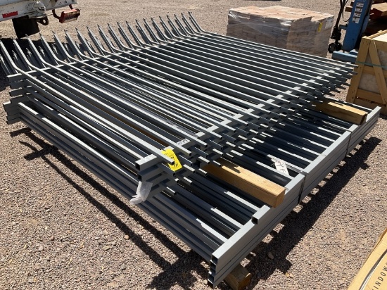 STACK OF WROUGHT IRON FENCE PANELS