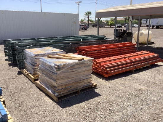 LOT OF, UPRIGHTS & ARMS, & WOOD SHELVES,