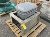 (1) SHOP CART & 3 PLASTIC BINS