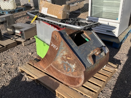 Pallet Of Misc, 24in Excavator Bucket, Blower,