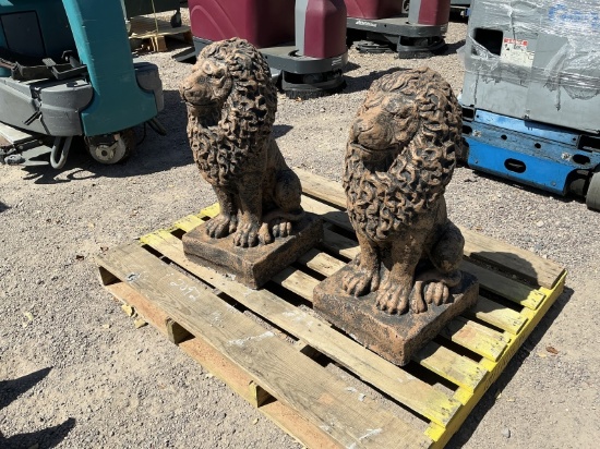 (2) Concrete Lion Statues