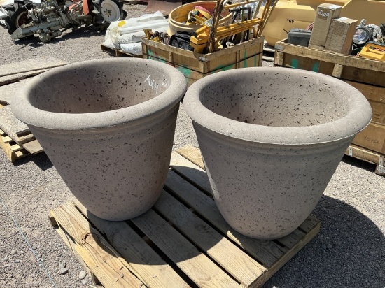 (2) Large Concrete Pots