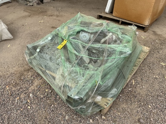 PALLET W/ ROLLING SHOP HOIST PARTS