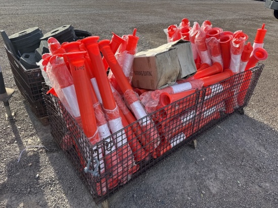 (2) BASKETS OF SAFETY BOLLARDS & BASES