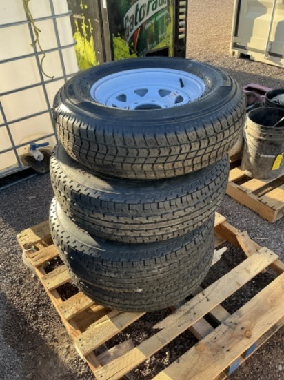PALLET OF TRAILER TIRES & WHEELS