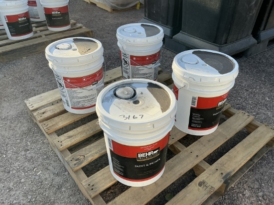 (4) BUCKETS OF BEHR PAINT & PRIMER EXTERIOR PAINT