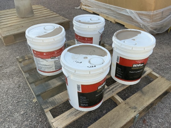 (4) BUCKETS OF BEHR PAINT & PRIMER EXTERIOR PAINT
