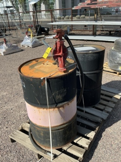 (2) STEEL BARRELS & PUMP