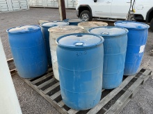 PALLET OF PLASTIC BARRELS