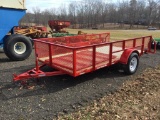 2018 CLAYS 14 FT TRAILER (SINGLE AXLE, RAMP GATE, 24 INCH MESH SIDES, RADIA