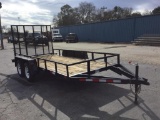 NO TITLE - 14 FT X 75 INCH LANDSCAPE TRAILER (TANDEM 5 LUG AXLES, 5 FT GATE