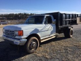 1990 FORD SUPER DUTY DUMP TRUCK (5 SPEED TRANS., DIESEL, 12 FT BED WITH 33