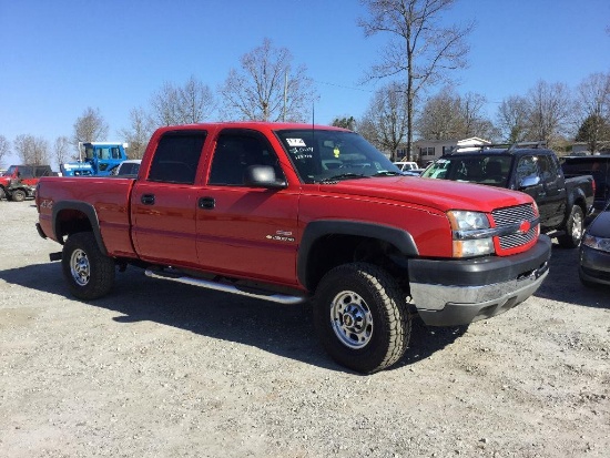 2004 CHEVROLET 2500 HD PKP (AT, 6.6L DIESEL, MILES READ 152748, 4X4, CREW C