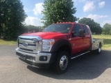 2016 FORD F 550 SUPER DUTY LARIAT FLATBED TRUCK (AT, 6.7L POWER STROKE DIESEL, 4WD, 9FT 4 IN